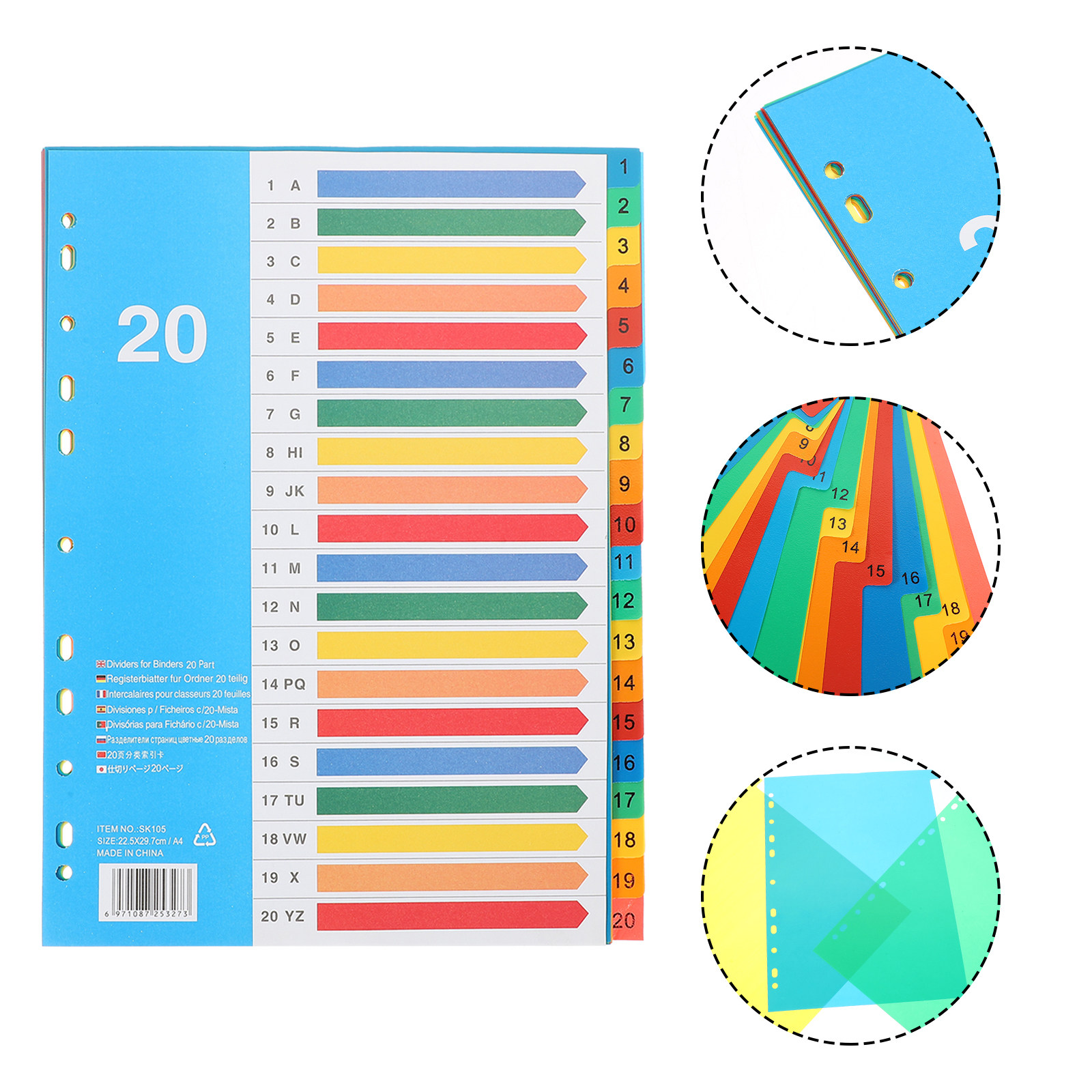 Tab Divider A4 - 5 szt. przekładek do segregatora, kolorowe